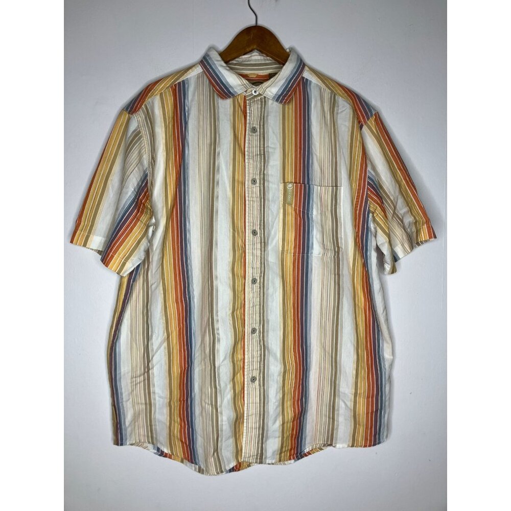 Mecca Striped Button-Up Short Sleeve Shirt Men's Large